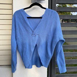Mango Basics Open Back Blue Sweater